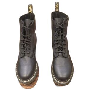 Dr. Martens Pascal Leather Combat Boots Black Shoes Women's Size 10L NEW